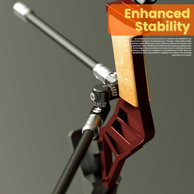Mefape Bow Stabilizer Kit, Adjustable Bow Rod Stabilizer for Compound Bows, Quick Disconnect Single-Sided V-bar Mount, Aluminum Alloy Sidebar Mount Bow Mount - Image 4